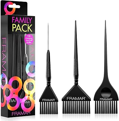 FRAMAR Hair Dye Brush Set – 3-Pack Black Colour Brushes for Bleach & Highlights