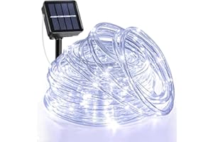 XmasBokeh 33FT 135LED Solar Rope Lights Outdoor Waterproof, Cool White Rope Lights for Outside 8 Modes, Solar Christmas Light for Room Pool Trampoline Backyard Patio Tree Holiday Decorations