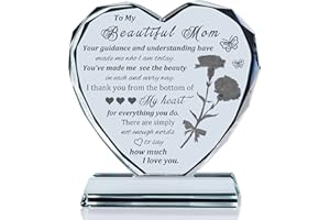 Movdyka Birthday Gifts for Mom from Daughter Unique, Mothers Day Heart-Shaped Glass Keepsake to My Beautiful Mom Gifts for Women Who Have Everything on Christmas Thanksgiving Day
