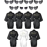 Xuhal 7 Pcs Bride Bridesmaid Robe Sets for Wedding Bridal Party Satin Robes Maid of Honor Robe with Heart Shaped Sunglasses