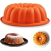Pure Vie 9.5" Leak-proof Nonstick Silicone Cake Mold Bundt Cake Pan Baking Mold for Christmas Anniversary Birthday Cake, Loaf, Muffin, Brownie, Chocolate, Cheesecake, Tart, Pie, Bread, Jelly, Soap