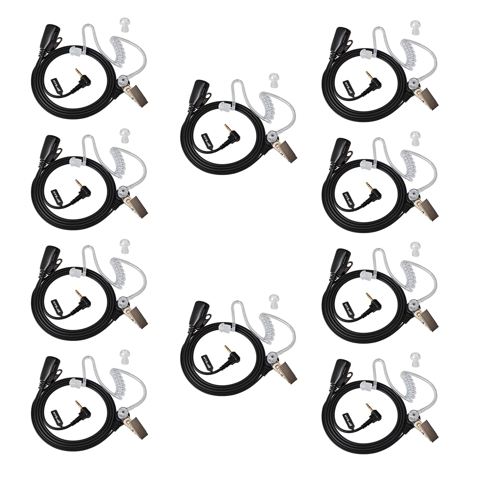 HYS 2.5mm 1Pin Walkie Talkie Earpiece with Mic, Security Headset Compatible with Motorola TLKR-T60 T61 T62 T80 T81 T82 T-92 H2O T80 Extreme T82 Extreme(2 Pack) (10)