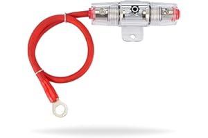 InstallGear 8 Gauge AWG 1ft Power Wire with 60A AGU Fuse Holder - 99.9% Oxygen-Free Copper