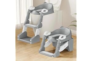 TUCKINN Potty Training Seat, Toddler Toilet Seat for Little Boys Girls, Potty Training Toilet with Urinals, Toddler Step Stool Ladder and Splash Guard