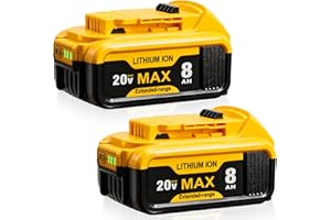 2Pack 8.0-Ah Replacement for Dewalt 20V Battery MAX Compatible with Dewalt 20-Volt Cordless Power Tools DCB208 DCB207 DCB206 
