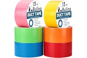 Bulina Duct Tape Rainbow Colored Heavy Duty 2 Inches x 15 Yard 8.7 Mil Thickness 6 Pack Strong Adhesive Tear by Hand Sticky Durable Great for Indoor Outdoor Packaging DIY Project Repairs(BJ0601)