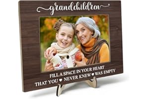 KLYTINK Grandparents Picture Frame, Grandchildren Picture Frame, Newborn Baby Gift for Grandma Grandpa, Birthday Gifts, Grandchildren Fill Your Heart with Love, Home Office Bedroom Desk Decor, 4x6Inch Photo (Bronw-Grandchildren)