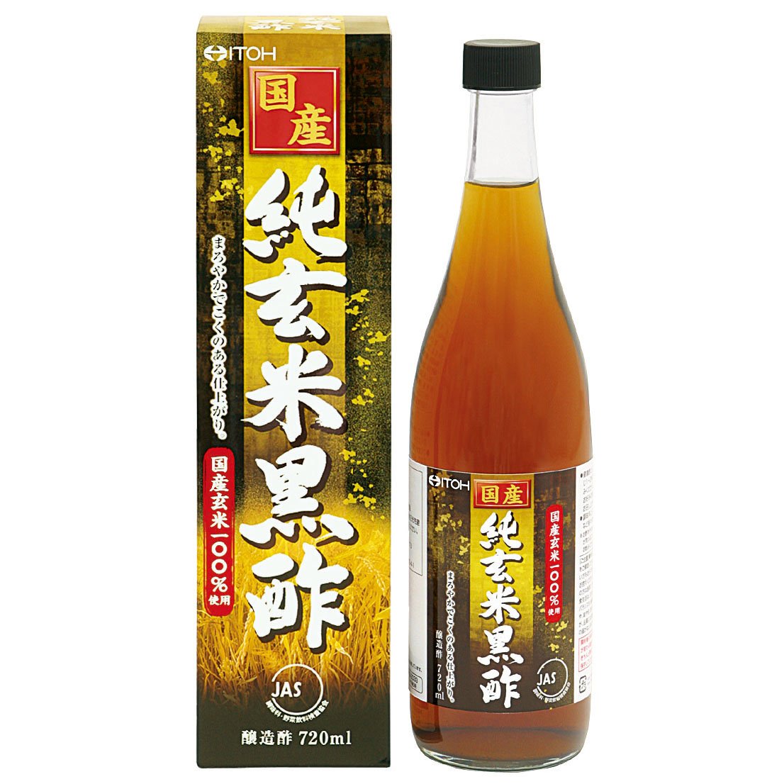 健康酢【国産 純玄米黒酢 720ml】 醸造酢 国産玄米 黒酢ドリンク 【井藤漢方製薬】商品画像