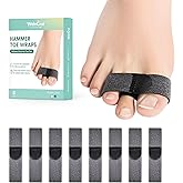 Welnove Hammer Toe Corrector for Women - 8 Pack Reusable Fabric Broken Toe Wraps - Hammer Toe Straightener for Men - Toe Splints for Crooked Toes, Curled Toes, Bent Toes - Dark Gray