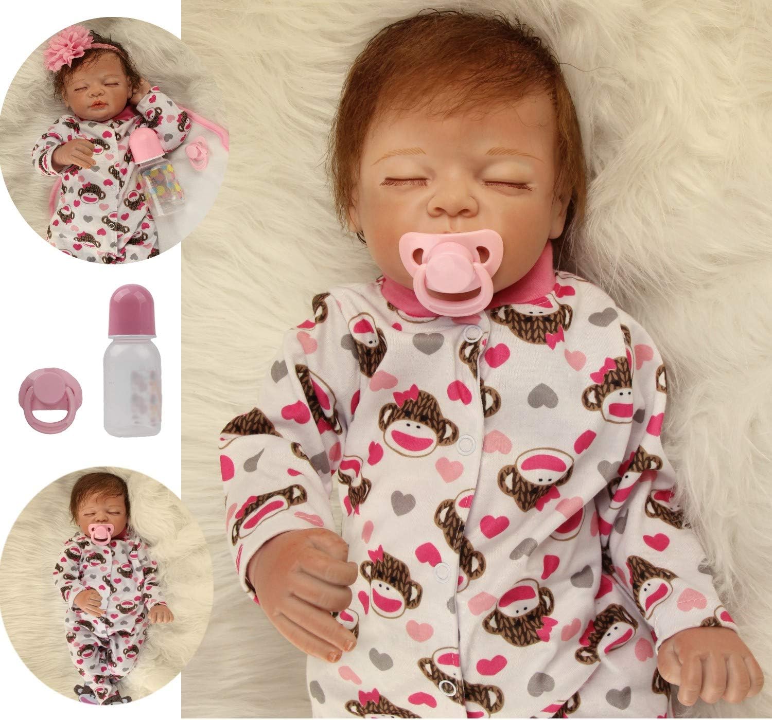 ZIYIUI Reborn Dolls Boy 18 Inches Handmade Reborn Babies Truly Soft Vinyl Silicone Real Life Like Looking Newborn Baby Dolls Magnetic Pacifier Birthday Gifts Toys