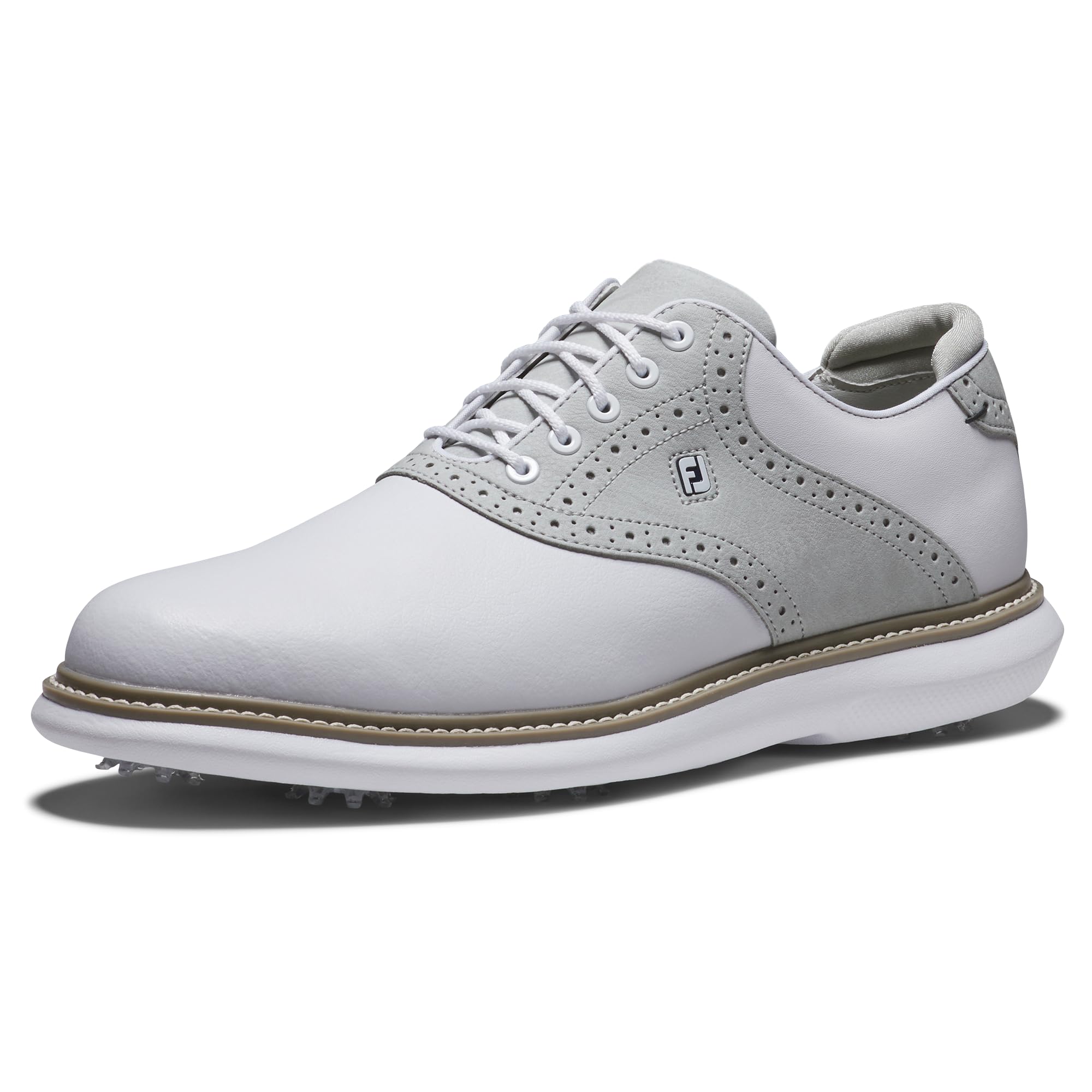 FootJoy Men's Traditions Previous Season Style Golf Shoe, White/Grey/White, 8.5 Image FootJoy Men's Traditions Previous Season Style Golf Shoe, White/Grey/White, 8.5 Image