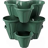 Set of 3 Stacking Planter Tower - 3-Tier Space Saving Flower Pots - Indoor/Outdoor Vertical Herb and Vegetable Planter by Pure Garden (Hunter Green)