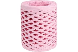 PATIKIL Raffia Ribbon 100 Yard, 1 Roll Natural Packing Paper Twine String for Crochet Box Wrapping Craft Holiday Decor, Pink