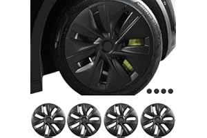 FOR AUTO MOD FORAUTOMOD Wheel Covers 19 Inch for Tesla Model Y 2024, Hubcaps Gemini Dark Wheel Cover Hubcaps Compatible with Tesla Model Y Accessories 2024 2023 2022 2021, 4 Pcs Rim Protector(Asymmetry)