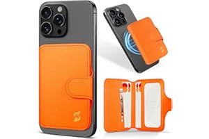 Samgg for MagSafe Wallet Magnetic Wallet for iPhone 17/16/15/14/13, RFID Blocking, Cards Organizer, Space Saver, Luxury Leather Mag Safe Phone Cases Card Holder with Flap, for Women Men, Blaze Orange