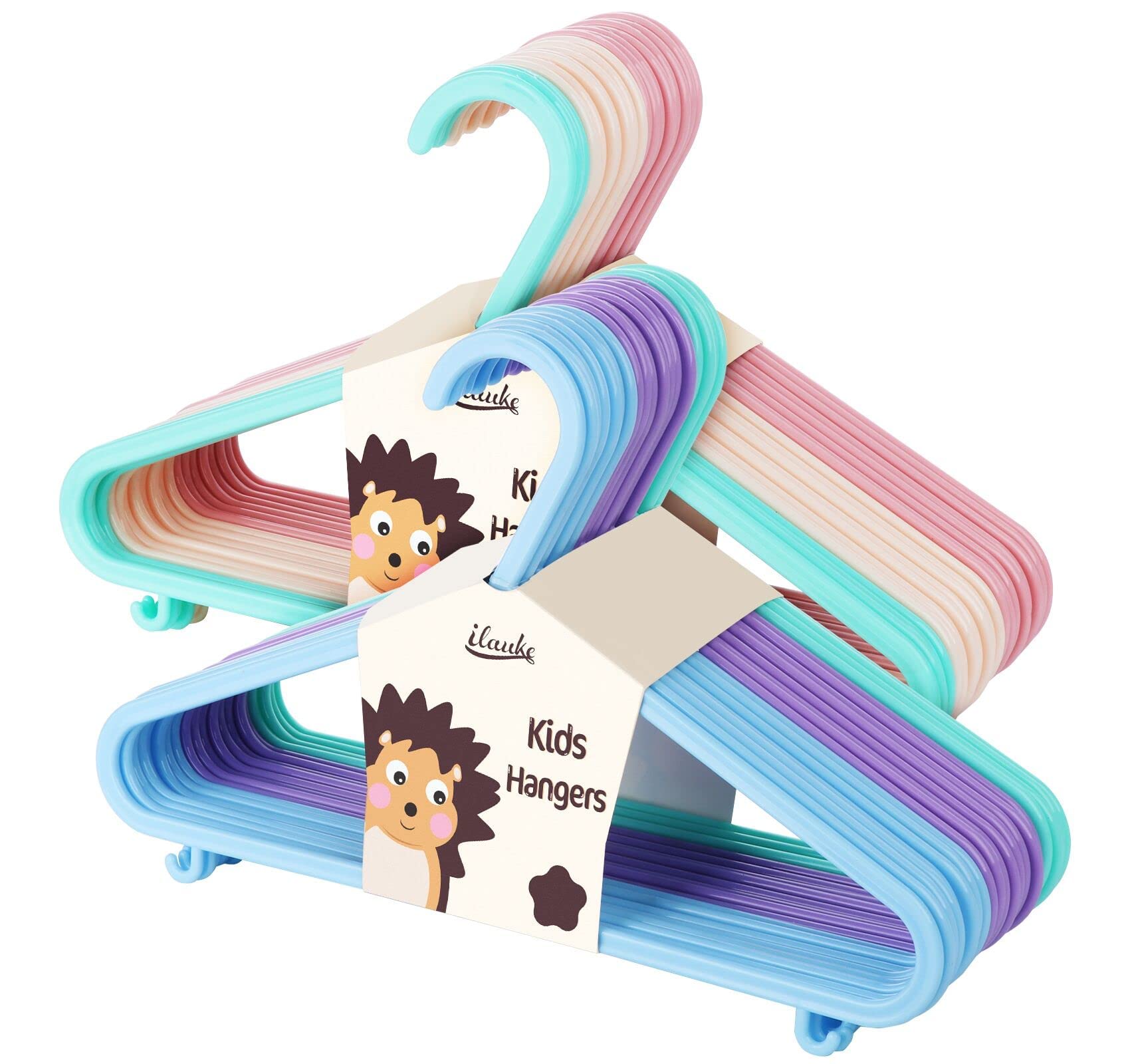 ilauke 40 Pack Baby Hangers, Nonslip Kids Hanger for Clothes, Durable and Slim Plastic Hangers for Baby, Toddler and Children Clothes Dresses Skirt Unisex(28.5cm x 17.5cm)