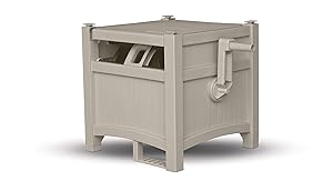 Suncast Resin Outdoor Hose Hideaway with Hose Guide - Durable Hose Storage Reel with Crank Handle, EasyLink System, and Hose Guide - 100' Hose Capacity - Taupe