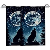 Turamurra Hand Towels Set of 2 Wolf Moon Themed Towels for Bathroom Decorative, Bath Towels, Soft Absorbent Towels for Farmhouse Home Decor Gifts for Women 14 x 28 in
