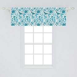 Ambesonne Whales Window Valance, Underwater Life
