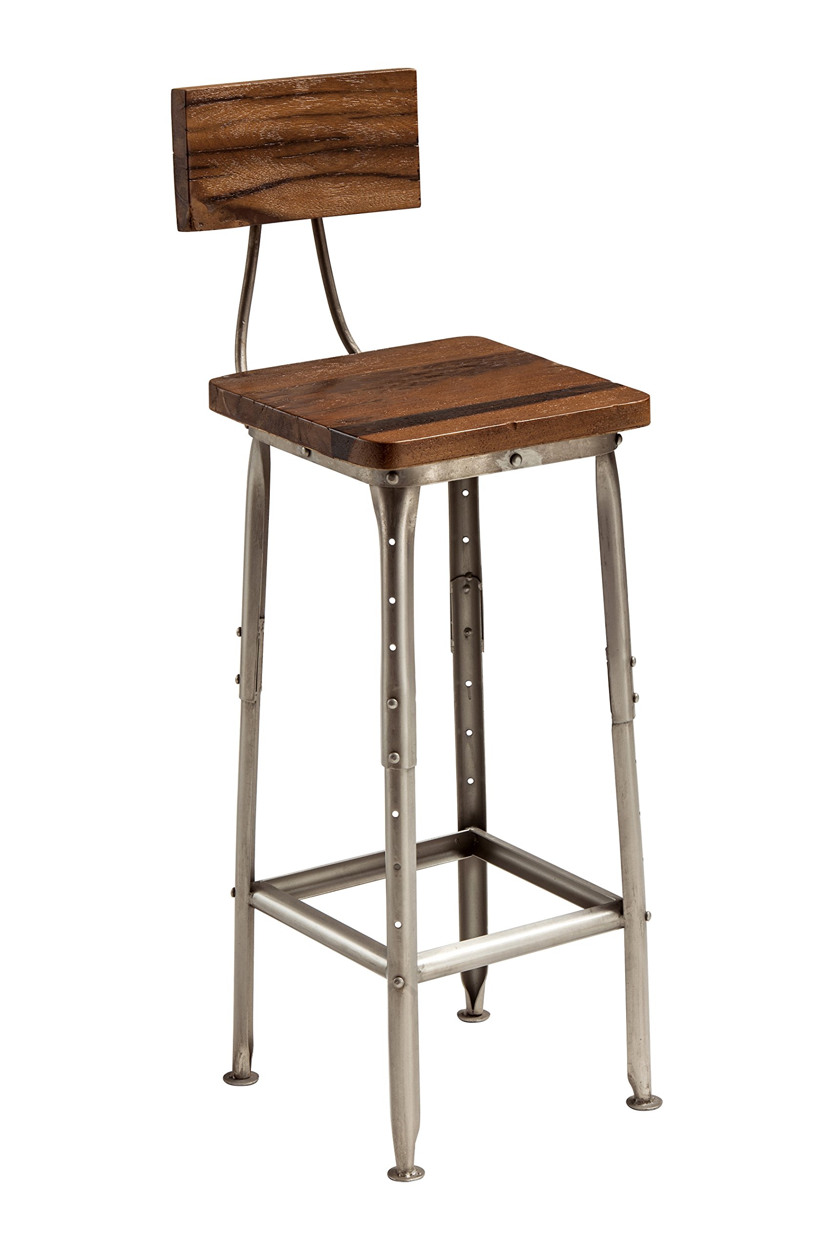 Premier Housewares Industrial Bar Chair, Wood, Silver