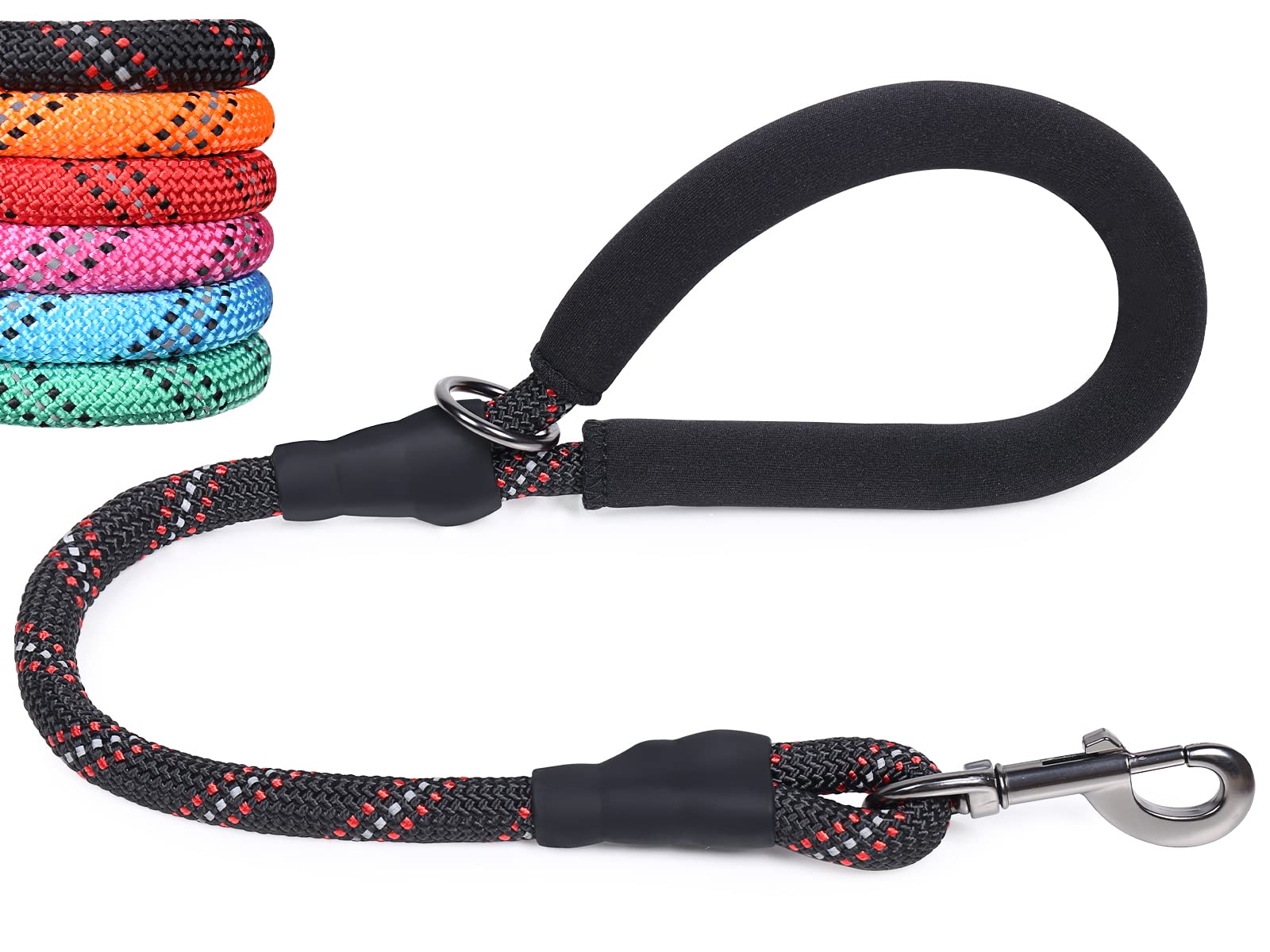 VIVAGLORY Short Dog Lead Closerok Traffic Leash for Dog with Soft Padded Handle for Training & Walking, Padded Neoprene & Heavy Duty, 61cm, Black