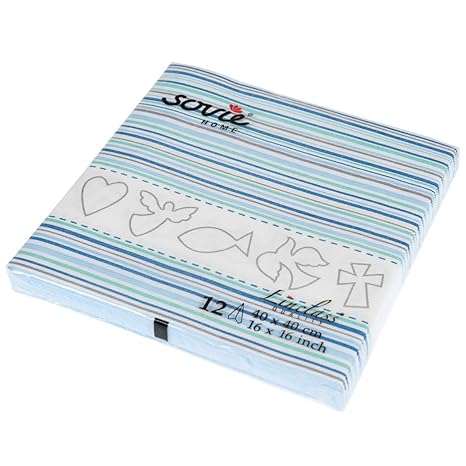 °* Feierliches Deko-Set türkis mit Streifen - Konfirmation, Kommunion, Taufe (Servietten)