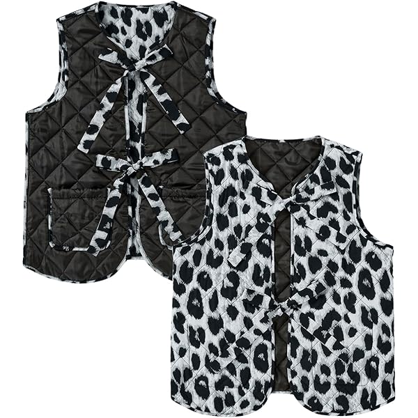 Verdusa Women's Reversible Vest Tie Front Cheetah Leopard