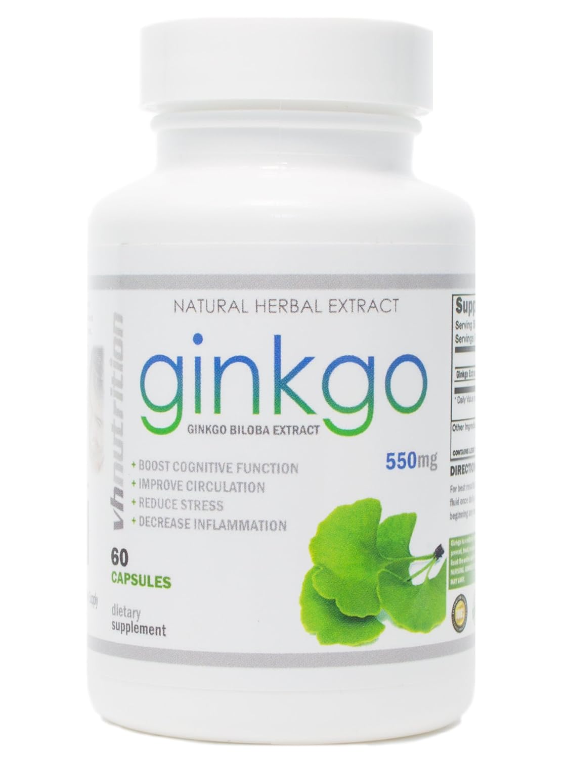 Ginkgo Biloba | 550 mg Extract Capsules | Supports Brain Health, Mental Alertness, Concentration and Focus | Natural Energy Booster | 30 Day Supply | VH Nutrition