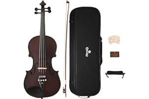 Cecilio CVN-EAS Ebony Fitted Solid Wood Violin with Deluxe Oblong Case, Satin Antique, Size 4/4 (Full Size)