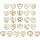 CRAFTYMELODY 52Pcs Real 18K Gold Plated Letter Charms Alloy Heart Shape A-Z Alphabet Letter Bead Charm Golden Alphabets Charms Jewelry Making Finding Accessories Bulk for Necklace Bracelet DIY Crafts