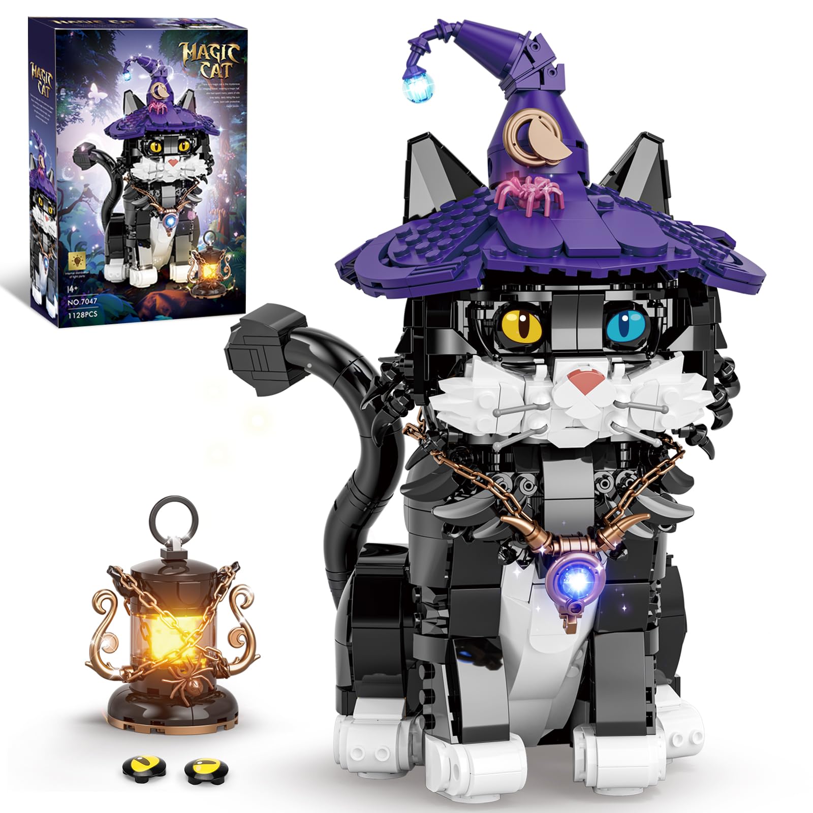 Photo 1 of QJYAMK Ideas Magic Cat Animal Building Set for Adults, Unique MOC Cat Model Toy for Home Office Decor, Compatible with Lego, Creative Gift for Boys & Girls Ages 8-14+ (1128 PCS)