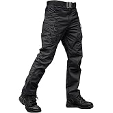 TACVASEN Men's Tactical Pants Hiking Cargo Work Construction | 9 Zipper Pockets, Water Resistant Lightweight Stretch, Elastic Waist, Slanted Hem, Articulated Knees, Military Fishing