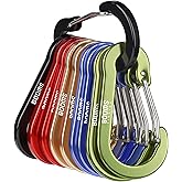 Booms Fishing CC5 Multi-Use Carabiner Clips, 10 Pack 2.3"/ 3.1" Caribeener Clips, Mini Keychain Caribeaner Clip, Aluminum D Ring Carabiners