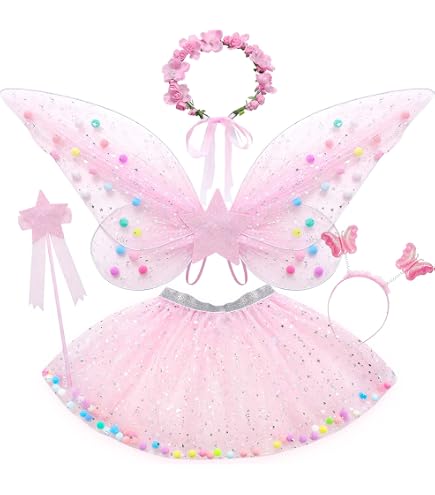 Déguisement De Fée Printemps Rose – Robe + Ailes + Coiffe – Taille M (6-8 Ans) – Costume Officiel Rubie's