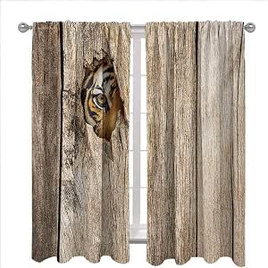Safari Blackout Curtain Panels, Siberian Tiger Eye Looking Through