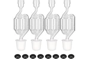 GUZE-US Airlocks for Fermenting, Brewing Supplies, Super Transparent Upgraded Version of 4 Fermentation Airlock, 4#6 Stoppers and 8 Airlock Grommets, Used for Brewing Wine, Beer, Sauerkraut, Pickles, Etc