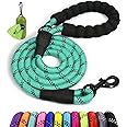 Taglory Rope Dog Leash 6 FT with Comfortable Padded Handle, Highly Reflective Threads Dog Leash for Medium Large Dogs, 1/2 inch, Turquoise