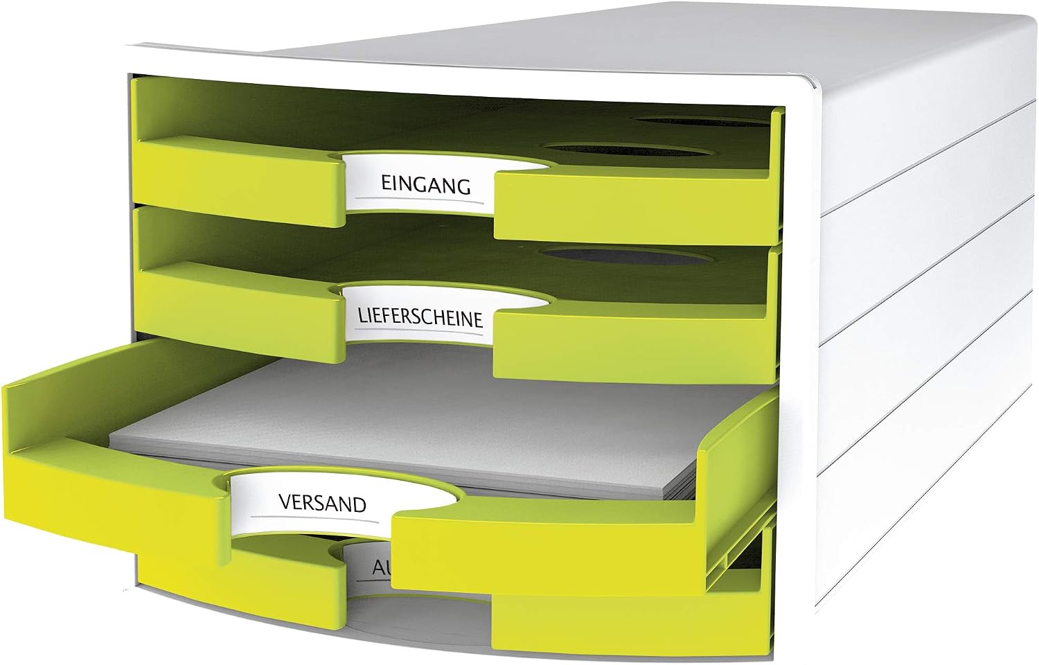 HAN 1013-50 Impuls Drawer Box DIN A4/C4 4 Open Drawers White/Trend Colour Lemon, 280 x 367 x 253 mm - Image 3
