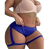 Women's Yoga Shorts with Garters High Waist Slim Sexy Bodycon Booty Dance Hot Pants Bandage Workout Butt Lifting