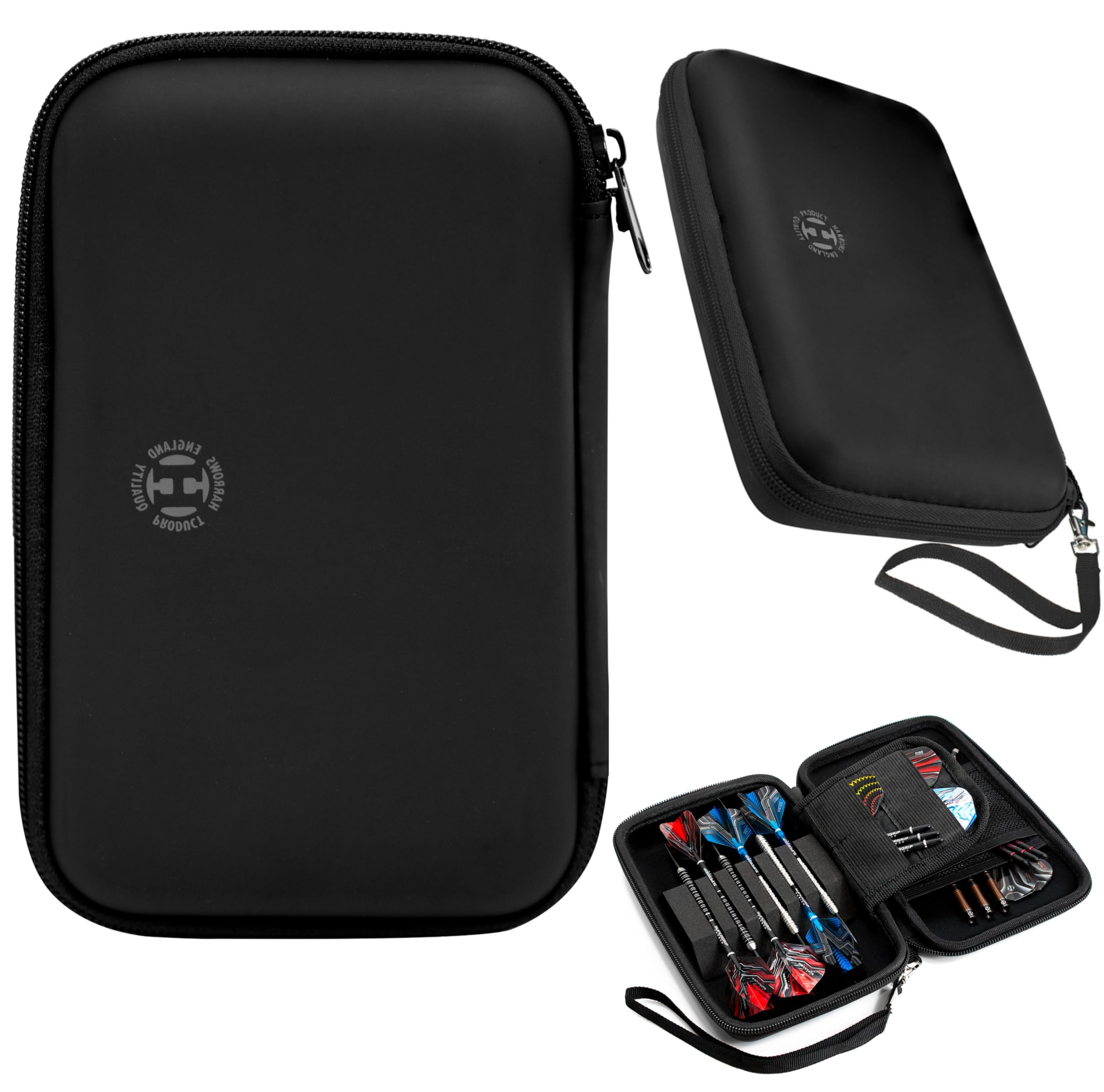 Harrows Darts Case Blaze Pro 6, Dart Holder, Holds 6 Darts, Protective EVA Material, Professional Darts Accessories, Holds 6 Darts Fully Assembled (Black)