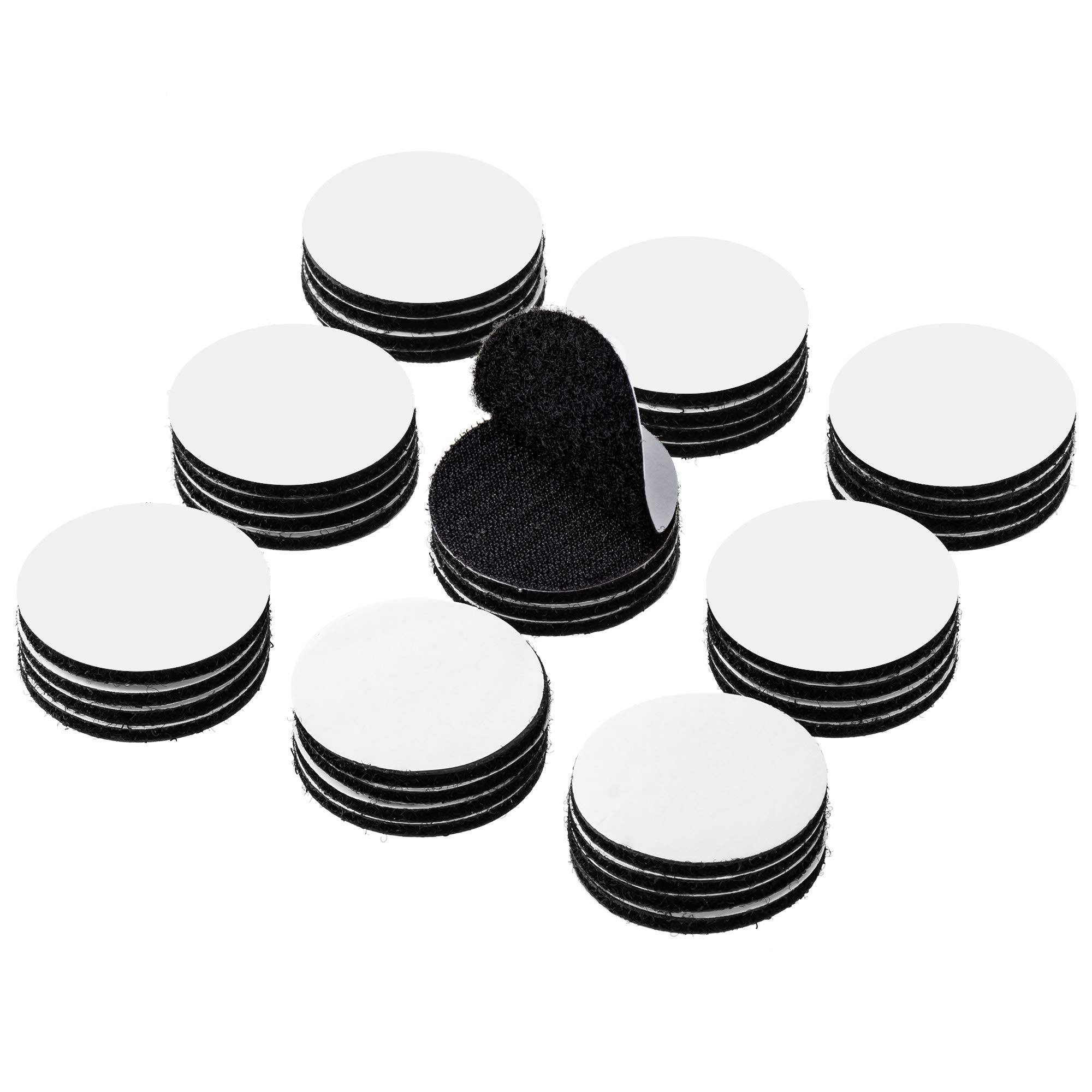 BRAVESHINE 24 Pack Hook and Loop Coin Dots, Super Sticky Back Coins, Self Adhesive Dots Tapes, Round Sticky Pads Super Holding Power for Carpets, Mats, Photo, Craft, DIY Projects (Round 50mm, Black)