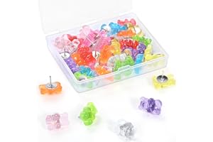 GOOLADA 36 Pieces 9 Colors Fun Push Pins, Cute Bears Push Pins, Decorative Thumb Tacks, Bears Thumbtacks for Corkboard, Bulletin Board, Wall Hanging Posters, Office or Home