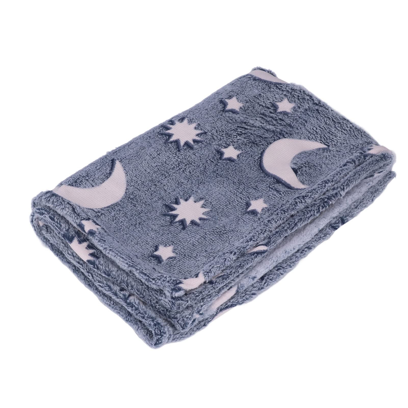 Shanrya Glowing Polyester Blanket, Warm Multifunctional Plush Polyester Blanket Safety Soft For Teen Bed (Grey Blue)