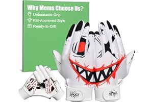 Pixel Panda Youth Football Gloves, Non-Slip Kids Football Gloves with Super Sticky Grip Palm, Breathable Wide Receiver Glove Best Gifts for Boys Girls
