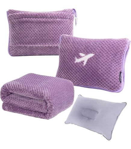 Couverture De Voyage Compacte Rose Avec Sac – Légère Pour Avion, Se Transforme En Taie D'oreiller