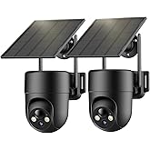 ELYSOO Security Cameras Wireless Outdoor, 2K Color Night Vision, Solar Camera Outdoor Wireless for Home Security, 360°Panoramic View, Weatherproof, 2.4GHz WiFi, 2pack
