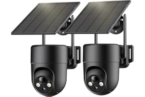 ELYSOO Security Cameras Wireless Outdoor, 2K Color Night Vision, Solar Camera Outdoor Wireless for Home Security, 360°Panoramic View, Weatherproof, 2.4GHz WiFi, 2pack
