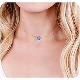 Tooliks Delicate 14K Gold Filled Opal Hamsa Choker Necklace - Delicate Thin Gold Chain with Sparkling White Opal Hand Charm for Modern Protection