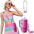 FXTBE Water Bottle Handle for Stanley Cup 40/30/20 OZ, Holder for Owala/Hydroflask/Simple Modern/Yeti Tumbler, Handle with Strap Fits Most 8-40oz Bottles, Sling for Stanley Cup Accessories