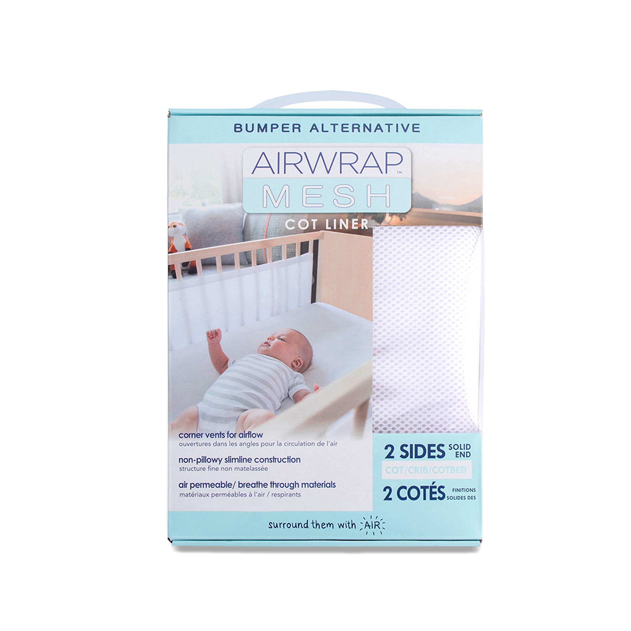 Airwrap 2 Sides Breathable Cot Liner - White
